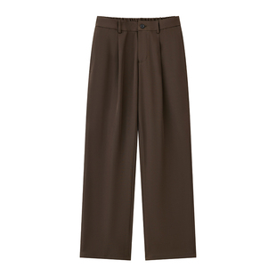 PTOFF 肌理感老钱风立体简约抽褶宽松直筒休闲裤松弛垂感西装裤子