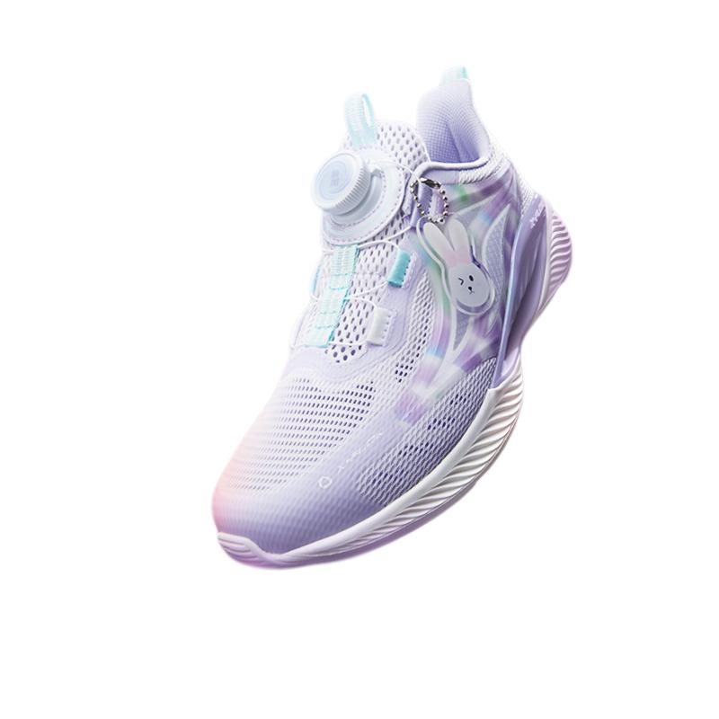 氢风5.0特步儿童跑步鞋网面透气女童宝宝运动鞋旋转纽扣女孩鞋子