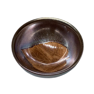 高档手工建阳建盏茶杯紫金木叶单杯敛口主人杯茶杯陶瓷功夫品茗杯