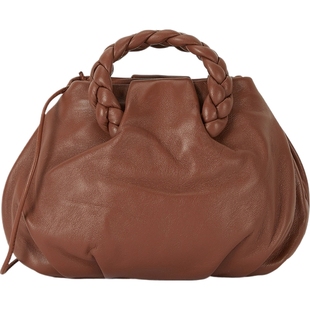 【新年礼物】HEREU 女麻花编织皮革棕色单肩包饺子包