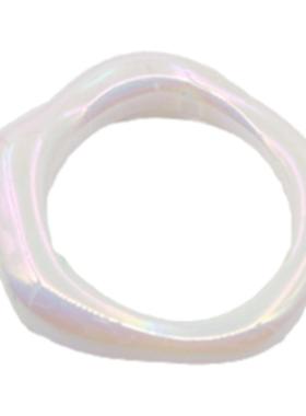 人鱼镀彩色戒指奶白异型不可调节