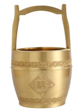黄铜一桶金摆件大小水桶存钱罐