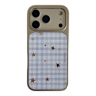 EshuRohe夏季新款韩系星星格子苹果iphone17promax 手机壳16pro原创高级感小众15pro磁吸磨砂17air镜子壳14