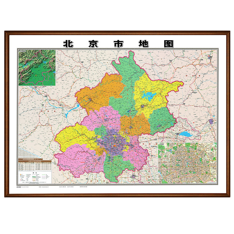 高清防水实木外框地图挂画定制