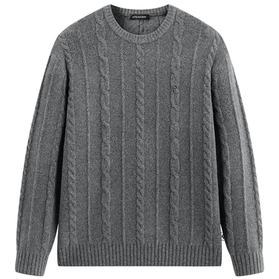 太平鸟糯米绒男士绞花毛衣