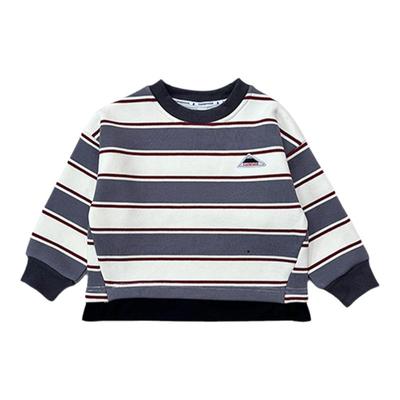 山系户外女童加绒保暖条纹卫衣2025冬新款儿童加厚运动套头衫衣服