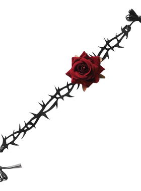 万圣节暗夜红玫瑰脖颈链