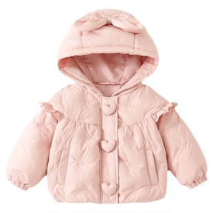 女童羽绒服90白鸭绒冬装小童洋气2025新款女宝宝冬季保暖儿童外套