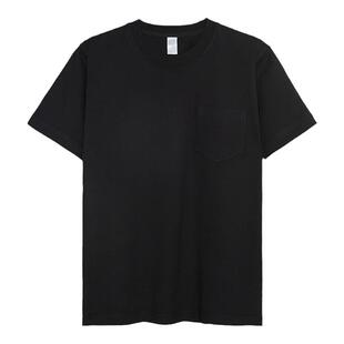 300g美式重磅纯棉T恤男款复古口袋短袖男装圆领小领口纯白色打底