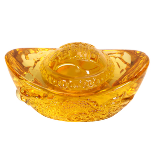 黄水晶元宝摆件琉璃小金元宝招财聚宝盆碎石装饰开业乔迁新居礼物