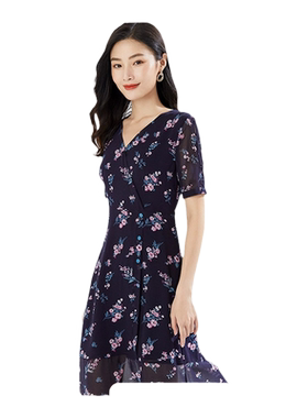乔万尼连衣裙好看流行妈妈夏真丝桑蚕丝商场同款法式碎花EI2E770