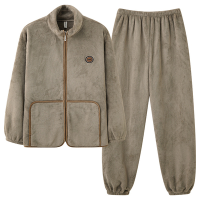 家居服睡衣秋冬季保暖男士拉链