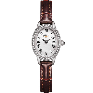 LIMIT手表女轻奢小棕表小众皮带复古贝母椭圆礼物