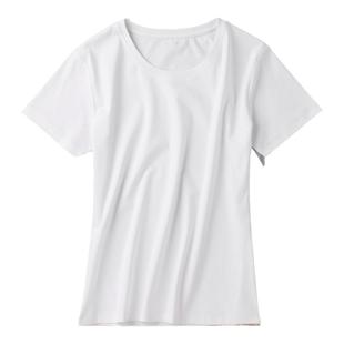 高支双面丝光棉T恤女白色短袖经典宽松质感白T基础款黑色上衣夏天