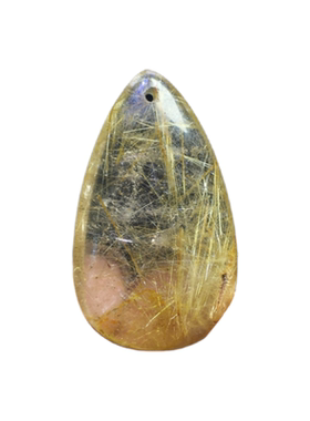 天然男女钛晶黄发晶原石吊坠饰品