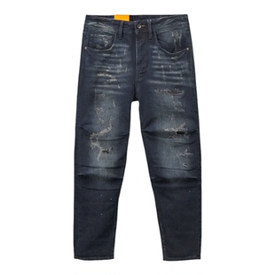 秋冬3D BAGGY男牛仔裤ABLE JEANS宽松直筒裤潮流破洞厚款男长裤子