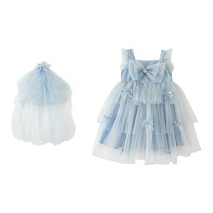 幼悠女童连衣裙2025夏季儿童礼服女孩公主裙网纱蓬蓬裙唯美头纱裙