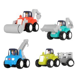 汇乐工程车新款小汽车压路机模型玩具钻地机玩具惯性滑行玩具车