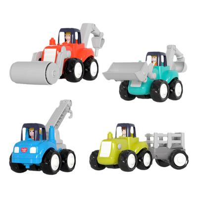 汇乐工程车新款小汽车压路机模型玩具钻地机玩具惯性滑行玩具车