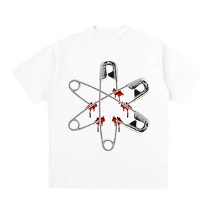 LeftOVEr 别针金属血液态亚文化remake小众ins重磅短袖T恤男女