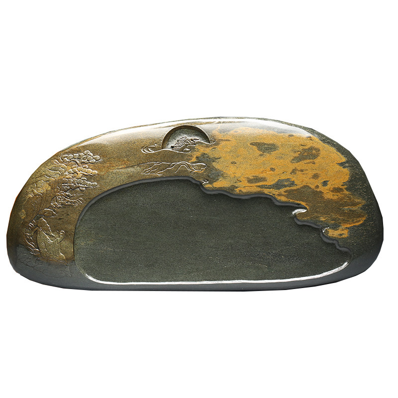 名师作品歙砚国家非遗手工孤品砚台 高志守朴 文房书法专用天然原石安徽歙县老坑金晕籽料可研磨墨收藏端砚