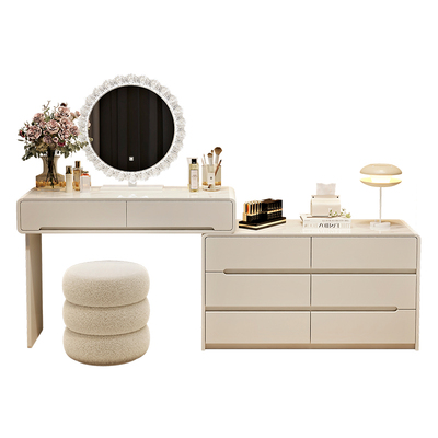 实木梳妆台斗柜卧室床尾柜奶油风