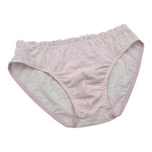 外贸欧美丝滑弹力蕾丝花边男式性感贴身纯棉透气内衣日常三角内裤