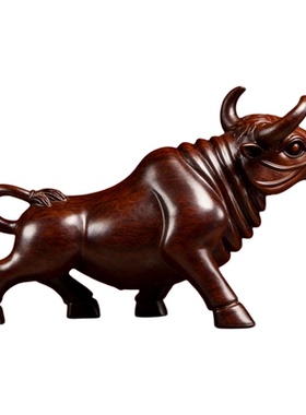 黑檀新中式牛气冲天店铺摆件