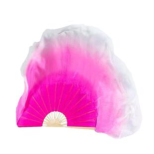 万疆扇子舞蹈扇真丝扇绸舞扇渐变酒红古典舞秧歌扇红色加长跳舞扇