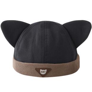 宝宝帽子春季男宝针织帽牛仔帽超萌可爱猫耳朵秋冬护头帽婴儿胎帽