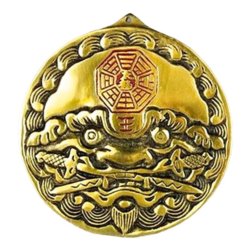 纯铜虎头八卦镜家居门冲风水挂件