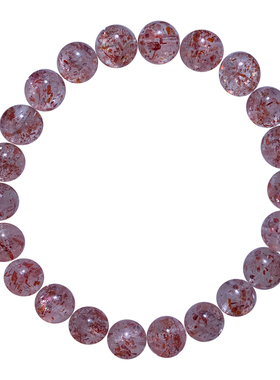 天然共生草莓长石手链赤铁矿水晶