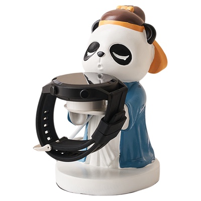 国潮熊猫适用于华为苹果手表充电支架摆件卧室床头柜放置架装饰品