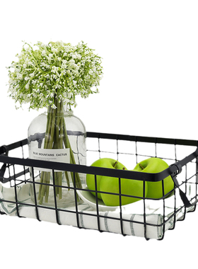 展厅厨房摆件北欧铁艺镂空收纳篓