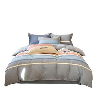 2025新款全棉磨毛四件套秋冬季加厚纯棉被套床单笠床上用品三件套