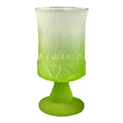 钱道嘉法式磨砂渐变绿高脚杯小众