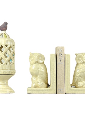 桌面米色鸟笼猫头鹰简约现代饰品