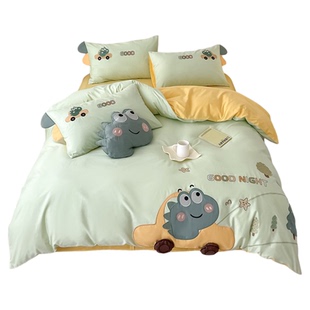 小男孩床上用品100纯棉三件套儿童卡通全棉床单被套四件套1.5床笠