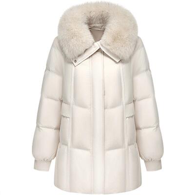 一手长羽绒服波司登狐狸毛领翻领