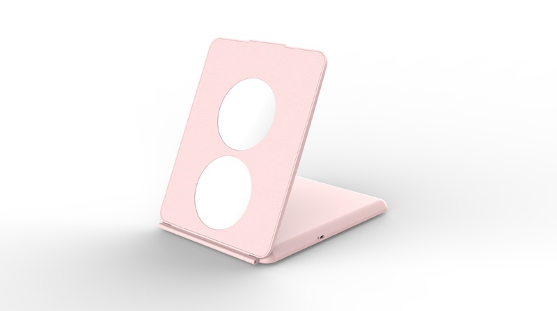 新款方形触摸调光72LED化妆镜带3倍5放大镜旅行便携折叠镜子带灯