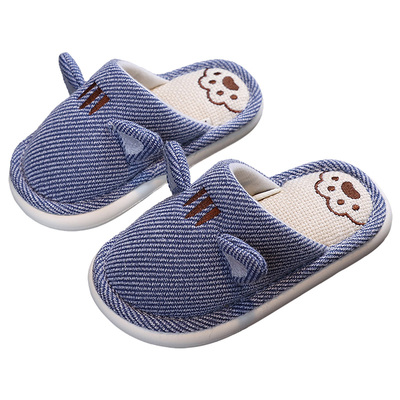 回力儿童亚麻拖鞋男童2025新款秋冬季室内居家亲子棉布拖鞋女防滑