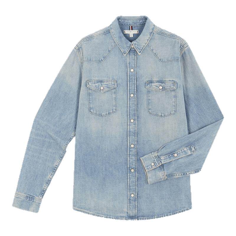 Tommy女装复古纯棉宽松牛仔衬衫