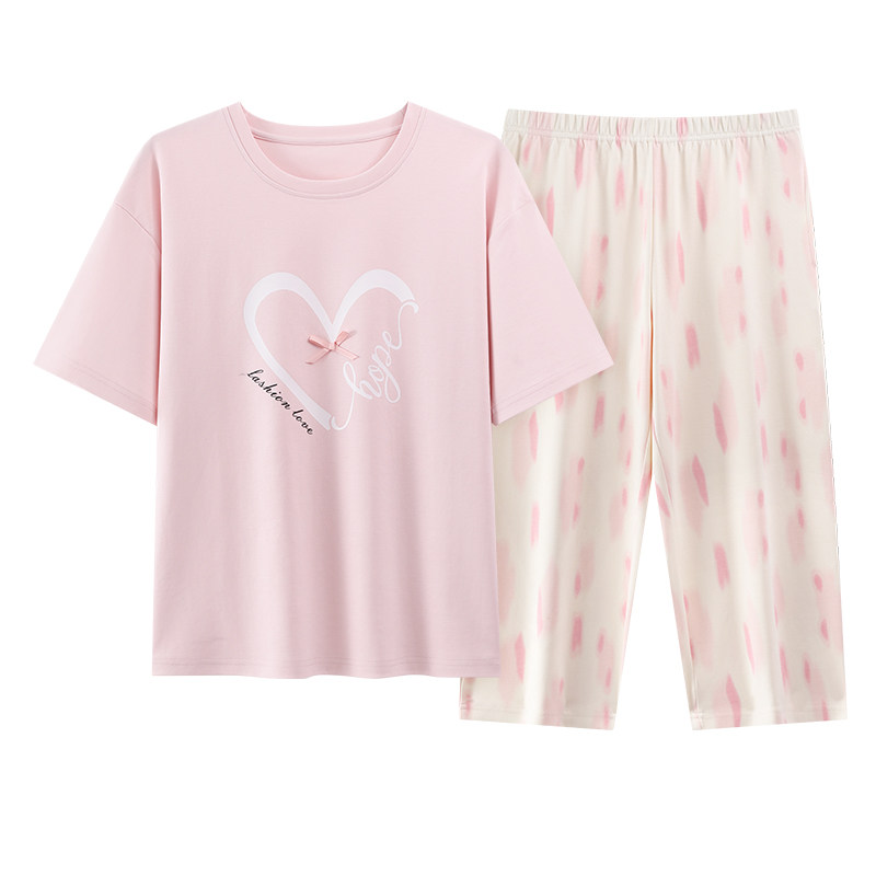 睡衣女款夏季2026新款纯棉短睡衣/家居服套装