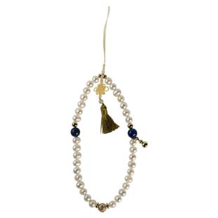 麦玲玲吉庆堂平安如意手机绳链珍珠青金石挂饰水晶挂绳高级精致