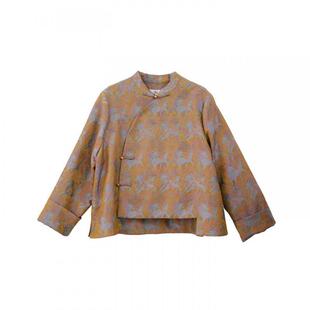 布符新中式「黄色提花国风偏襟外套」2026年春季新品复古改良风女