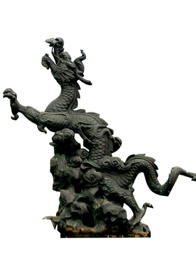 玻璃钢大型仿真卧龙动物广场铜雕