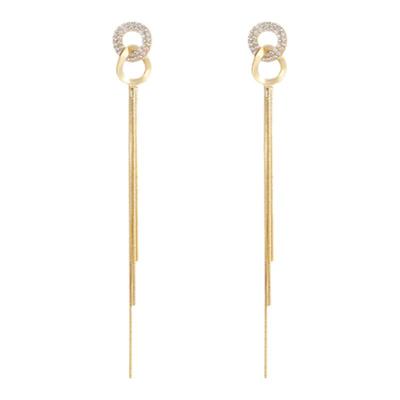 金色流苏三角耳夹女长款