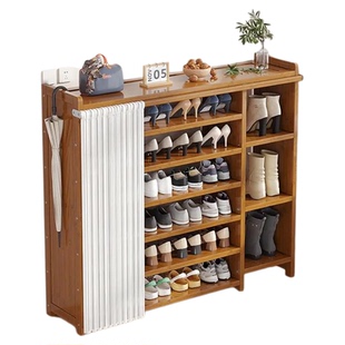 防尘简易鞋架子带遮挡帘家门口多层窄款鞋柜轻奢高级感入门鞋架子