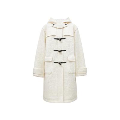 绫致ONLY秋冬新款含绵羊毛气质连帽长款毛呢大衣女时尚潮