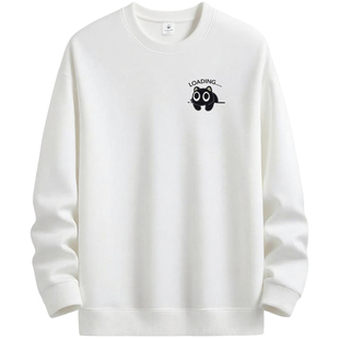 NASA春秋冬卫衣男圆领加绒加厚男生保暖青少年宽松猫咪长袖打底衫